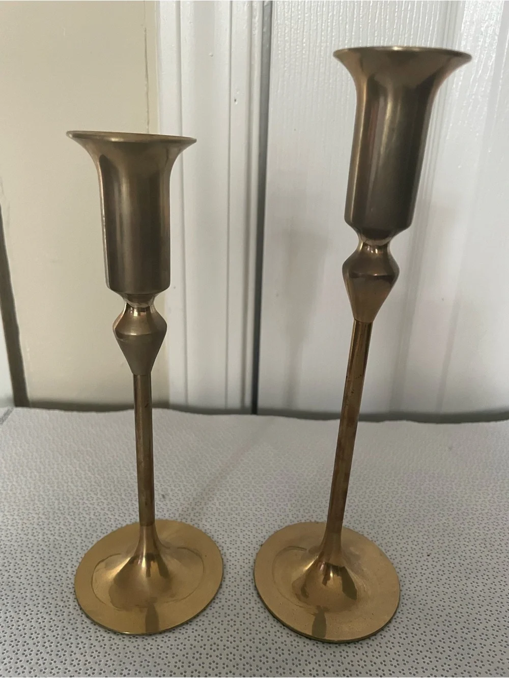 Vintage Brass Candlestick Pair - Elegant Gold Finish Home Accents
